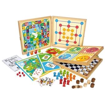 JEUJURA Coffret de Jeux classiques - 80 regles - Pions bois - 1