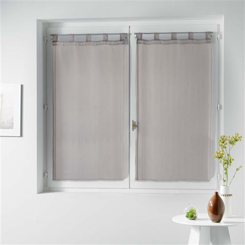 Paire droite passants 2 x 60 x 90 cm voile raye horizon Taupe