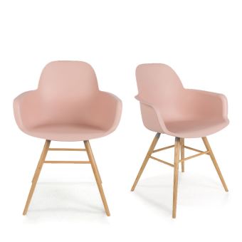 Lot de 2 fauteuils résine et bois Albert Kuip Zuiver Lot de 2 fauteuils résine et bois Albert Kuip Zuiver