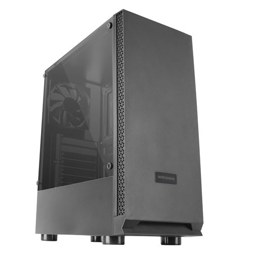 Mars Gaming MCN2, Caja PC Gaming ATX, Ventana Lateral Completa, Soporte Refrigeración Líquida Hasta 240mm, Ventilador Trasero 12cm, Negro