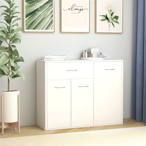 Non Communiqué Blanc Buffet 88X30x70 Cm Bois D Ingénierie - Image 1