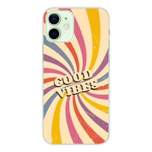 Coque en silicone imprimée compatible Apple iPhone 12 Mini Good vibes