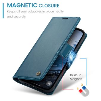 SUANDUCK Pour Samsung Galaxy A36 Etui Flip Cuir Magnétique Haute Qualité, Porte-Cartes Blocage RFID, Support Réglable, Protection Antichoc 360°, Compatible Samsung A36, Bleu Vert