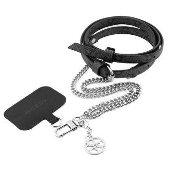 Cordon Téléphone Portable Universel – Dragonne 150 Cm – Nylon Noir – Patch Adhésif – Mousqueton Métal