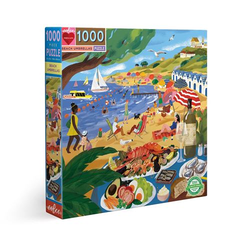 Puzzle carton adulte 1000 pieces BEACH UMBRELLAS EEBOO Carton Multicolore