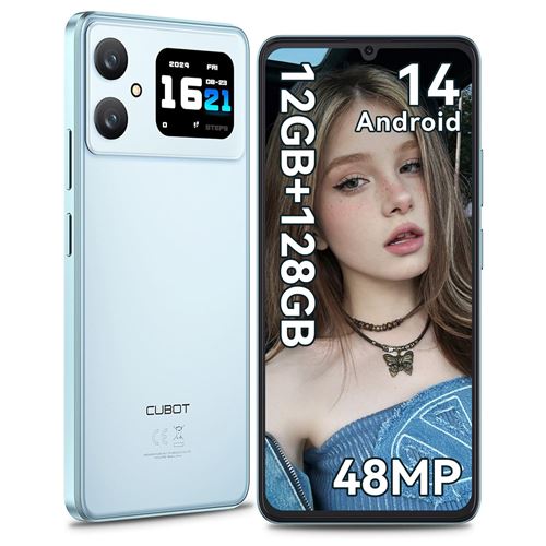 Téléphone portable CUBOT A20,Double SIM,Android 14,5100mAh,12Go+128Go/1To,Smartphone 4G,Octa-Core/FaceID/GPS,Bleu