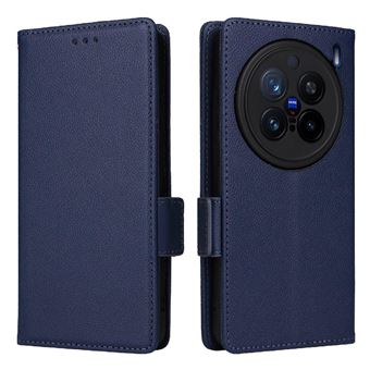 Coque FOXDOCK pour vivo X200 Pro 5G étui à rabat magnétique en TPU souple antichoc avec porte-cartes, compatible avec vivo X200 Pro 5G-Bleu - 1