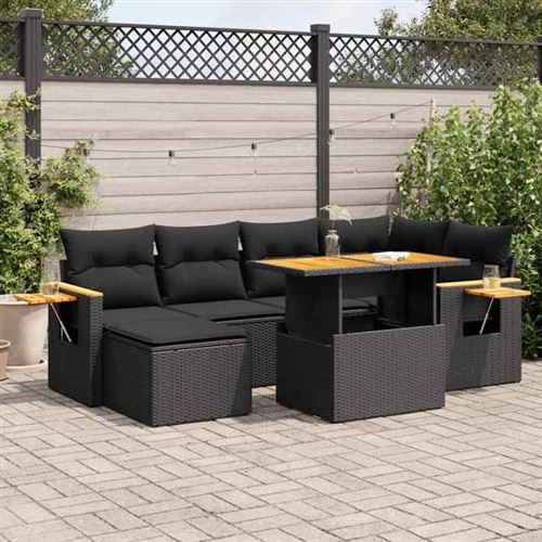 Non Communiqué Noir Salon De Jardin Modulable Vidaxl Resine Tressee 7 Pieces 5 Personnes