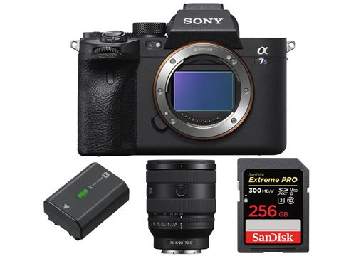Boîtier Noir Sony Alpha A7S III FE 20-70 mm F4 G + Sony NP-FZ100 Batterie rechargeable série Z + SanDisk 256GB Extreme Pro SDXC UHS-II U3 V90 300MB/s