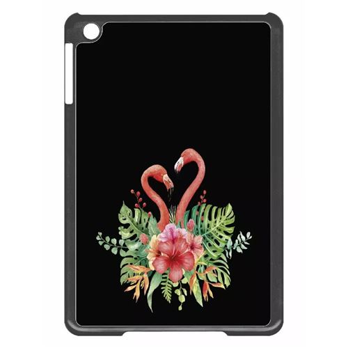 Coque tablette My-Kase pour iPad mini 2 - flamant rose coeur tropical - Plastique Noir