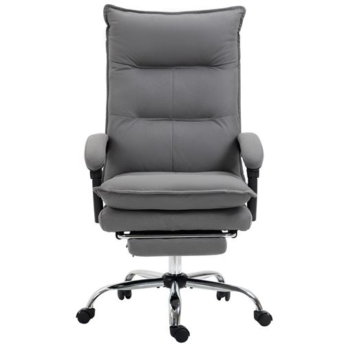 Fauteuil de bureau massant chauffant inclinable réglable repose-pieds rétractable microfibre gris