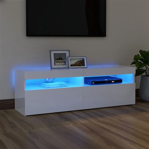 Vidaxl Blanc Meuble Tv Avec Lumières Led Brillant 120X35x40 Cm804379 - Image 3