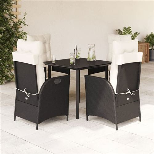 Vidaxl Noir Ensemble À Manger De Jardin 5 Pcs - Image 2