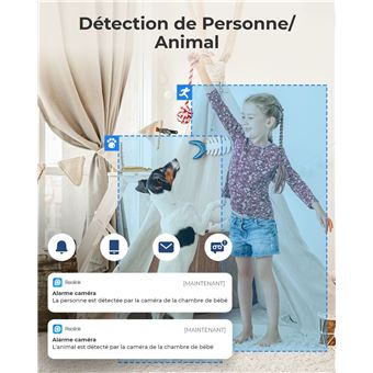 1080p Wifi Caméra de sécurité sans fil Caméra de surveillance intérieure  pour la maison Bébé Moniteur pour animaux de compagnie avec vision nocturne  Ir, panoramique / inclinaison / zoom, détection de mouvement