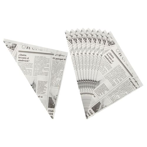 Lot de 10 cornets de frites en papier avec motif journal Fackelmann ref 49346
