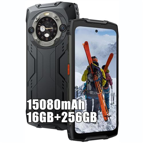 Smartphone Incassable Blackview BV9300 Pro 16Go+256Go 15080mAh(33W) 6.7+écran secondaire 1.32 64MP+32MP Android 13 NFC 100LM -Noir