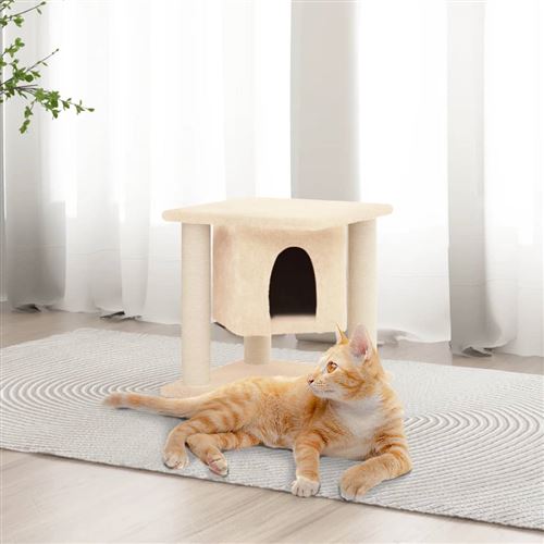 Mercatoxl - Arbre &agrave; chat avec griffoirs en sisal Cr&egrave;me 37 cm