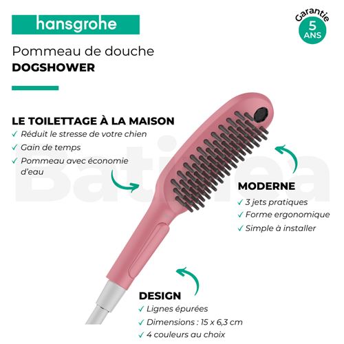 Pommeau de douche pour chien HANSGROHE DogShower 3 jets Rose - Accessoires  salles de bain et WC - Achat & prix