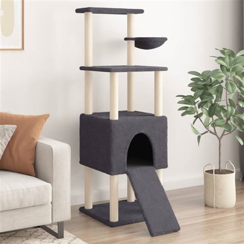 Comparer les prix de vidaXL Arbre à Chat avec Griffoirs en Sisal, Tour pour Chat avec Poteaux, Griffoir pour Chat, Arbre à Grimper pour Chat Intérieur, Gris Foncé 153 cm