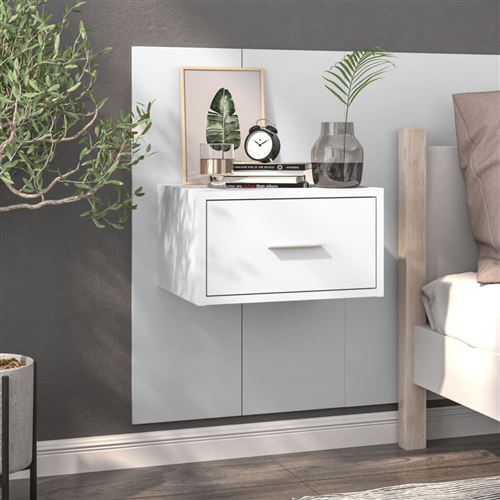 Vidaxl Blanc Table De Chevet Murale - Image 3