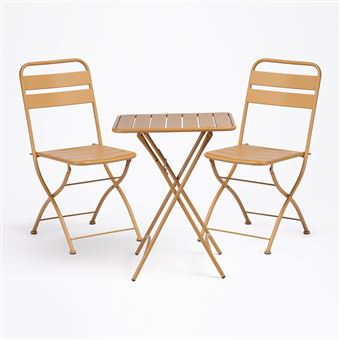 Ensemble Table (60x60 cm) & 2 Chaises de Jardin Pliantes Janti - SKLUM