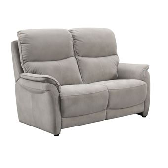 Canapé 2 places fixe tissu polyester imitation peau gris clair - SULTAN - ALTOBUY - 1