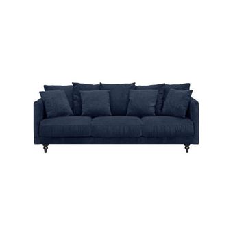 CONSTANCE Canape droit fixe 4 places - Tissu bleu - Classique - L 212 x P 93 cm - 1