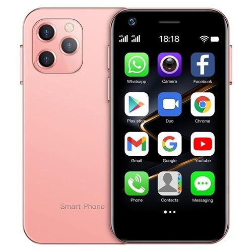 Mini Smartphone Petite Taille 4GB+32GB Android 10 Débloqué Dual SIM 4G 13MP 3.0 Pouces Rose YONIS