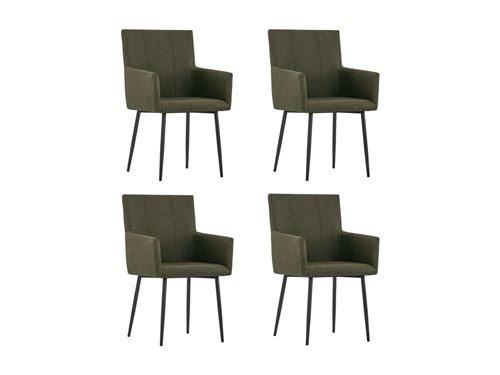 vidaXL Chaises de salle à manger avec accoudoirs 4 pcs Marron Tissu