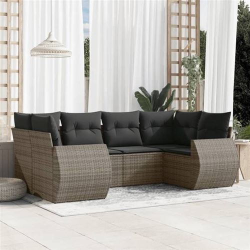Vidaxl - Set Divano Da Giardino 6 Pz Con Cuscini Grigio In Polyrattan