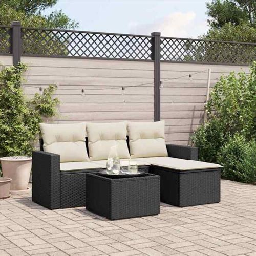 Salon de jardin modulable vidaxl noir 5 pieces resine tressee 62 x 55 x 69 cm 4 personnes
