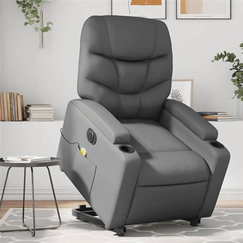 Vidaxl Gris Fauteuil De Relaxation, Massage, Inclinable Électrique Similicuir - Image 2