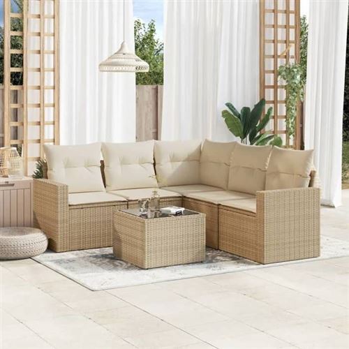 Salon de jardin modulable Vidaxl resine tressee beige 6 pieces x 65.5 x 69