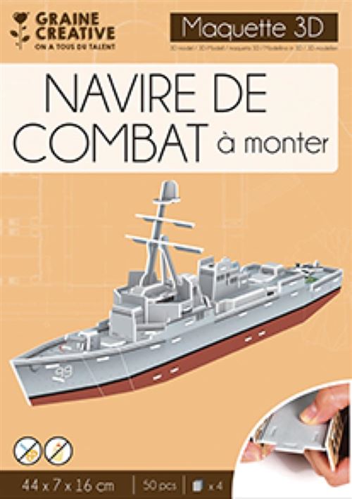 Non Communiqué Multicolore Navire De Combat Maquette 3D En Carton Mousse