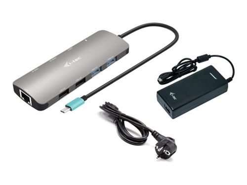 i-Tec Nano Dock - Station d'accueil - USB-C / USB4 / Thunderbolt 3 / Thunderbolt 4 - 2 x HDMI - 1GbE - 112 Watt - avec chargeur universel i-Tec 112 W - Europe