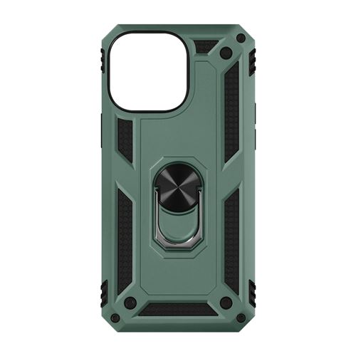 Coque pour iPhone 14 Pro Max Antichoc Bi-matière Bague Support Vidéo Avizar vert