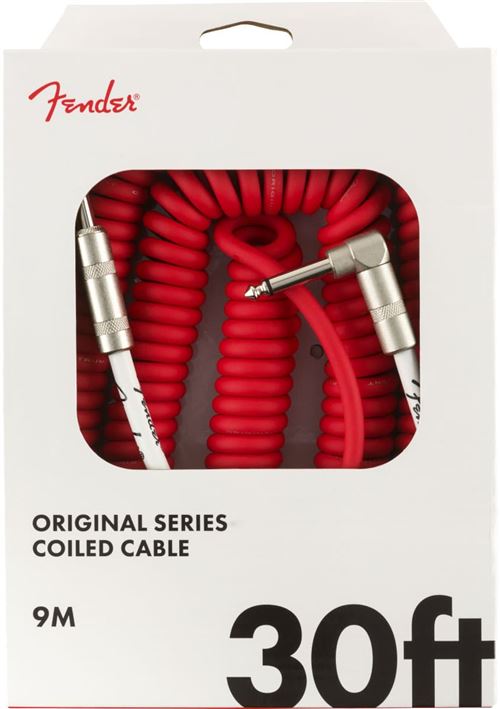 Câble jack Fender Original Series Spiralé, Droit-coudé, Fiesta Red - 9m