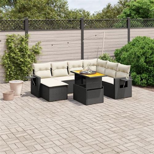 Non Communiqué Noir Vidaxl Salon De Jardin Avec Coussins 8 Pcs, Canapés De Terrasse, Ensemble De Meubles De Patio, Mobilier D'extérieur, 3271868