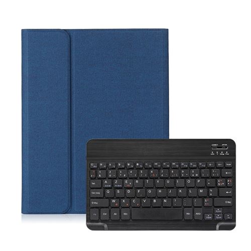 Étui HSMY en Tissu avec Clavier Français AZERTY Bluetooth pour iPad Pro 11 2018 - Bleu&Noir