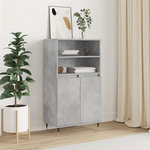 VIDAXL - Buffet Haut - Gris Béton - 60x36x110 cm - Image 3