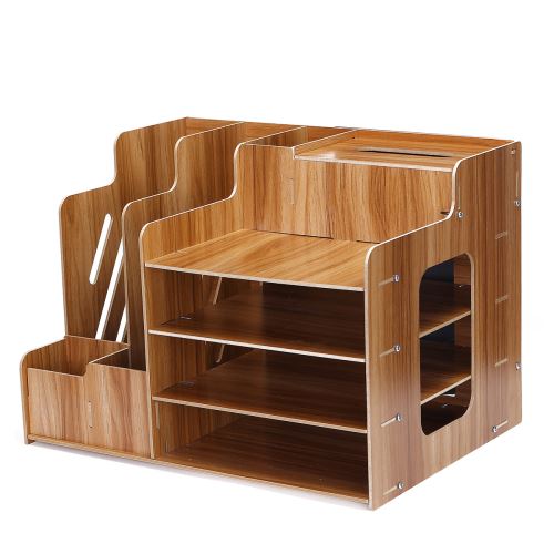 Bureau en bois de table étagère à livres étagères bibliothèque organisateur merisier