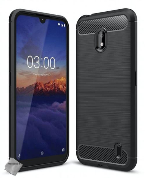 Housse etui coque silicone gel carbone pour Nokia 2.2 avec film ecran - NOIR