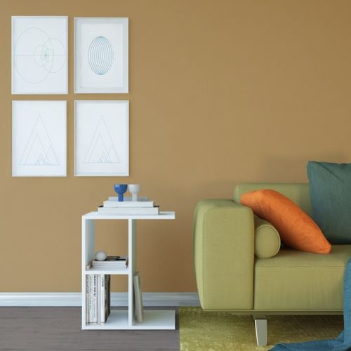 HOMEMANIA Table Basse Artur Porte-Revues - avec Compartiments - pour Canapé - Blanc en Bois, 45 x 40 x 55 cm