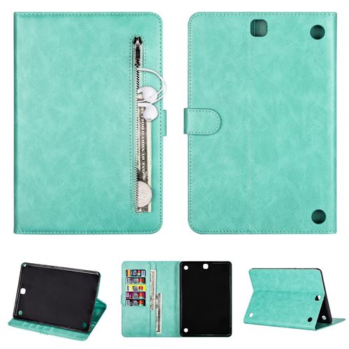 Etui en PU poche zippée avec support vert pour votre Samsung Galaxy Tab A 9.7 T550 T555 P550 P555
