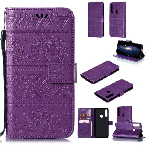 Etui en PU l'éléphant violet pour votre Huawei P Smart Z/Y9 Prime 2019