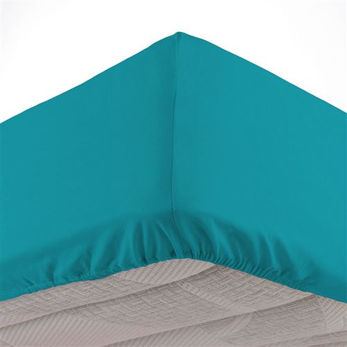 Drap housse 2 personnes 140 x 190 cm uni 57 fils lina Outremer