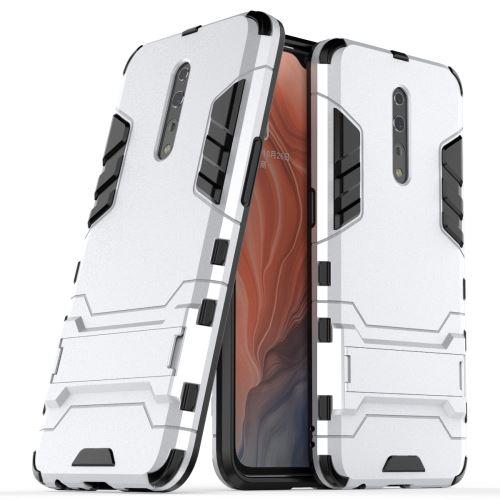 Coque en TPU hybride avec béquille argent pour votre Oppo Reno Z