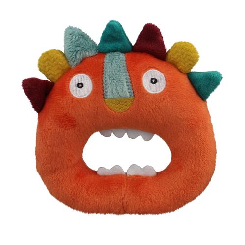 EBULOBO Hochet lion, grelot, velours tout doux, pour les petites mains, JUNGLE BOOGIE Orange