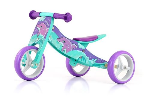 Milly Mally 2-in-1 loopfiets Jake Dolfijn Draisienne à 3 Roues Junior Violet/Vert