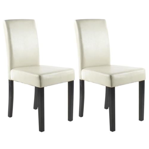 Clara Lot De 2 Chaises De Salle A Manger - Simili Ivoire - Classique - L 43 X P 45 Cm